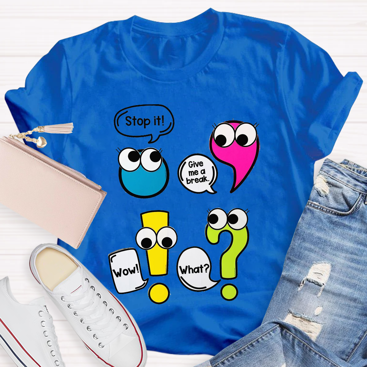 Funny Punctuation Marks Cute and Humorous Cartoon Characters T-Shirt