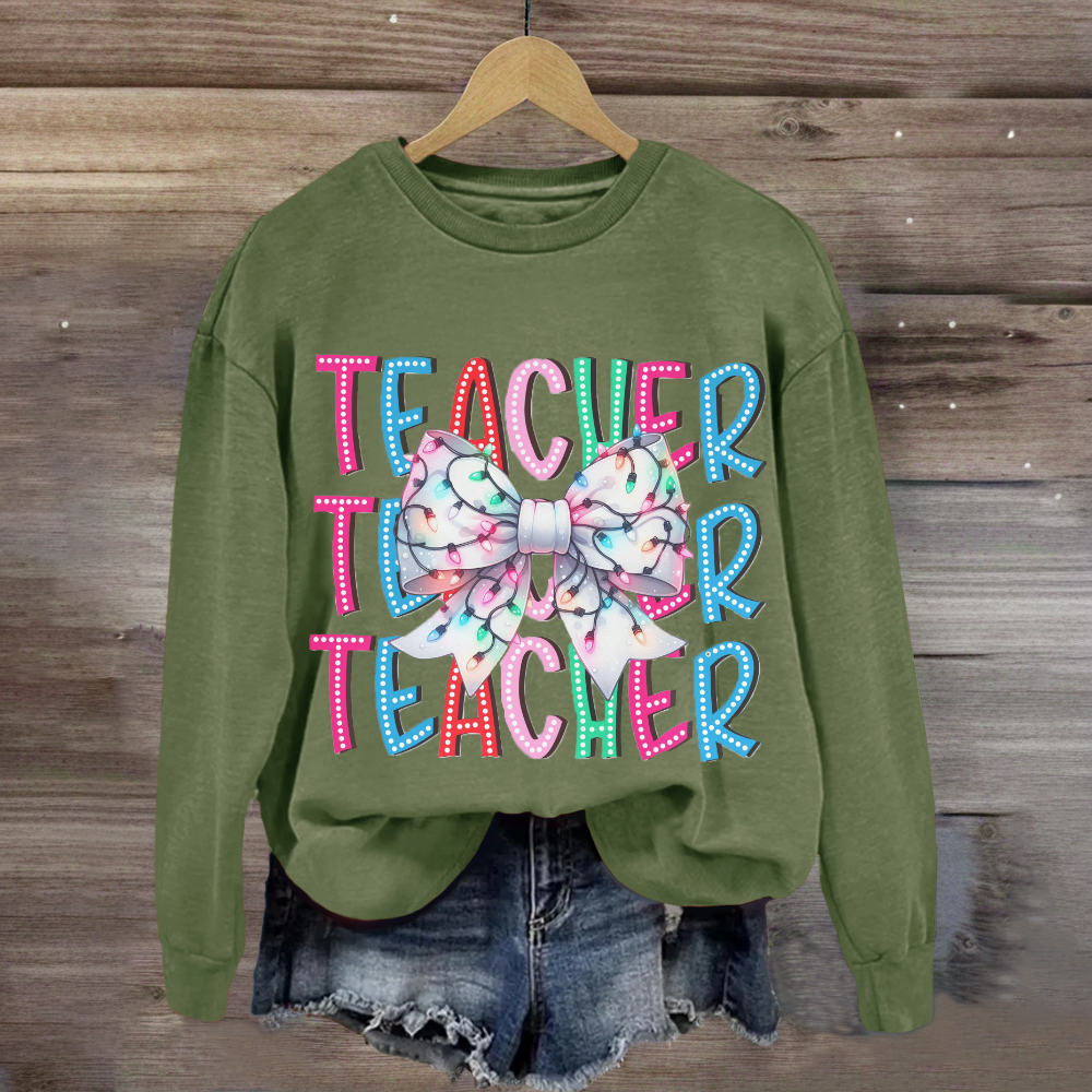 Christams Teacher Bow Sweatshirt