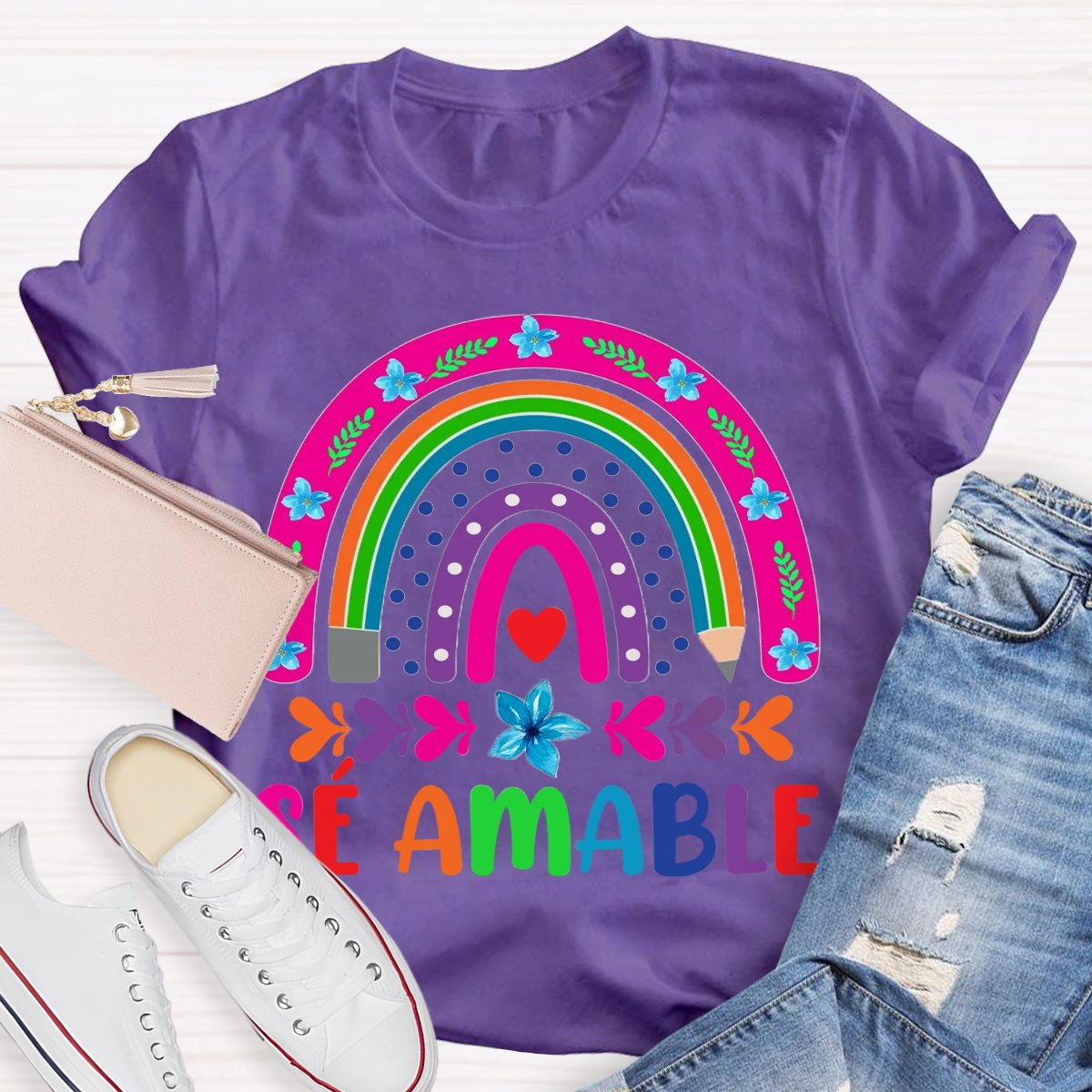 Sé Amable Rainbow Bilingual Teacher Shirt