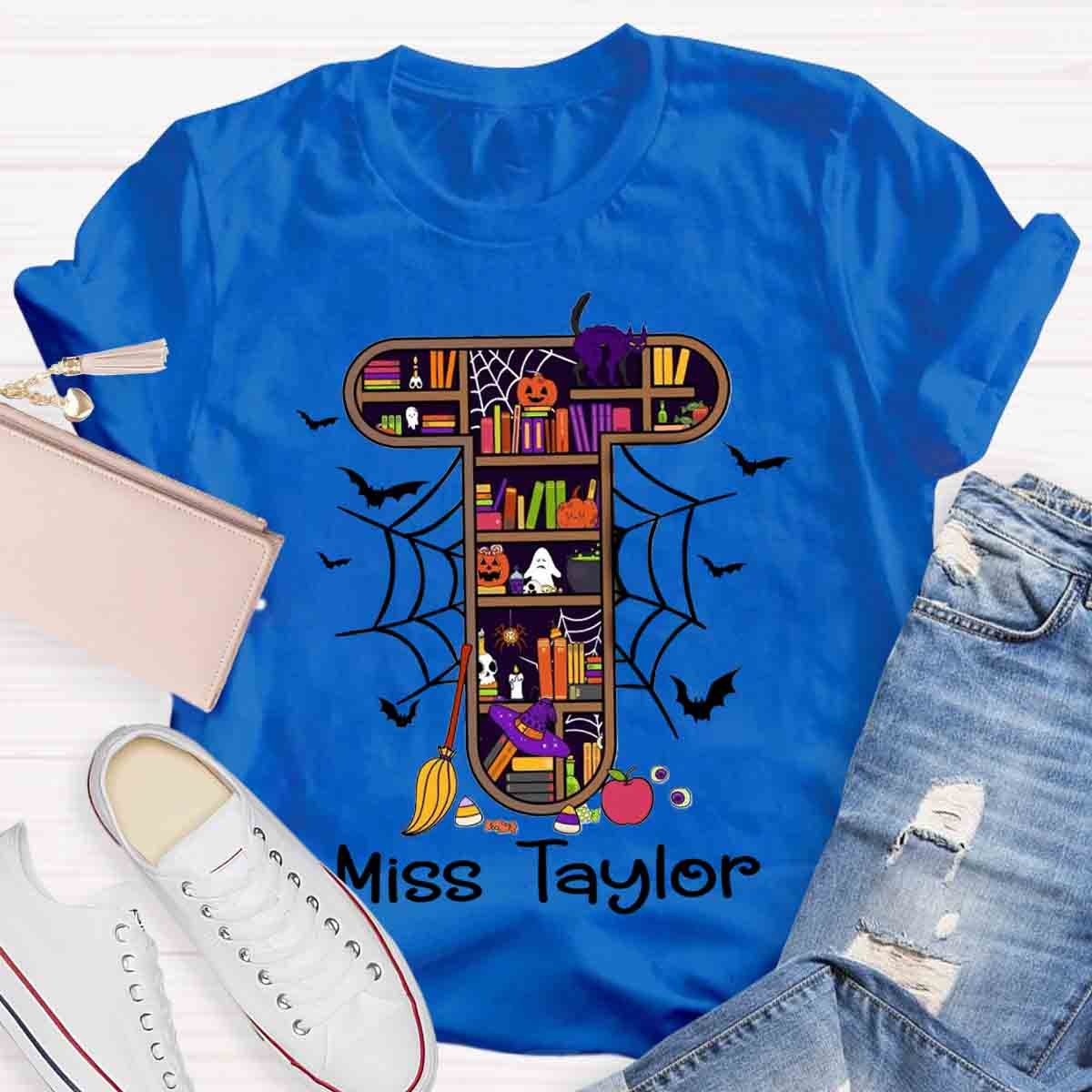 Personalized Name Halloween Spooky Teacher T-Shirt