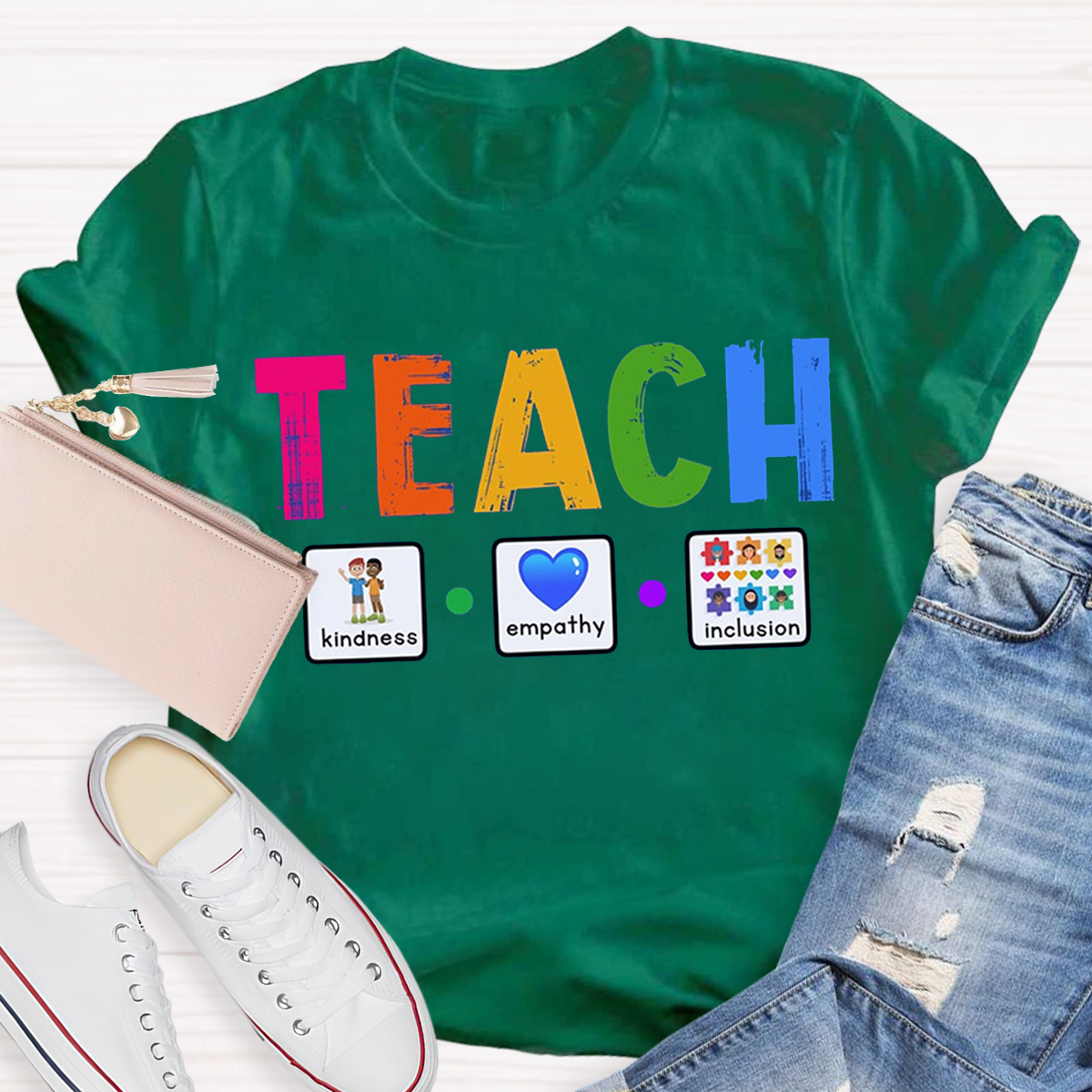 Teach Kindness Empathy Inclusion Teacher T-Shirt