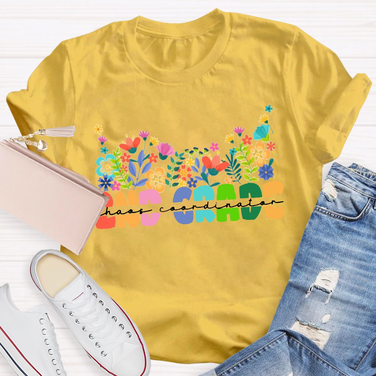 Personalized Colorful Flower Teacher Shirt