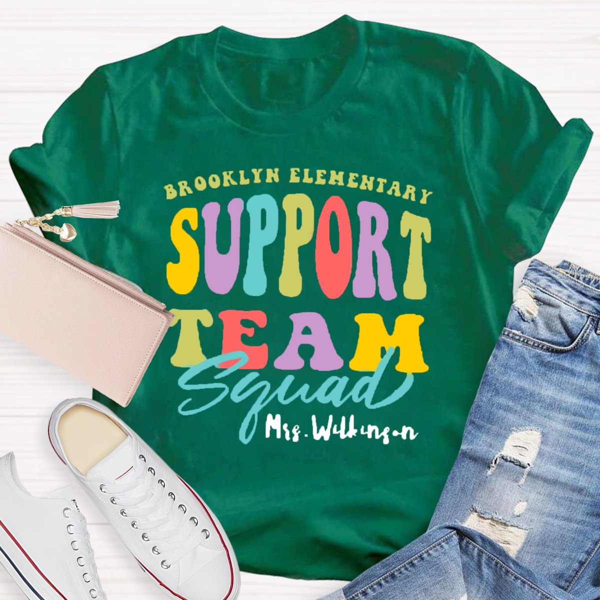 Personalized School Name And Teacher Name Support Squad Shirt