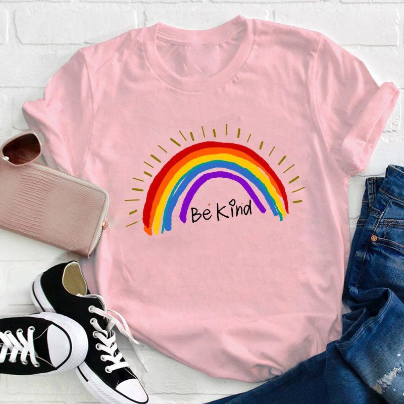 Be Kind Rainbow Stripe  T-Shirt