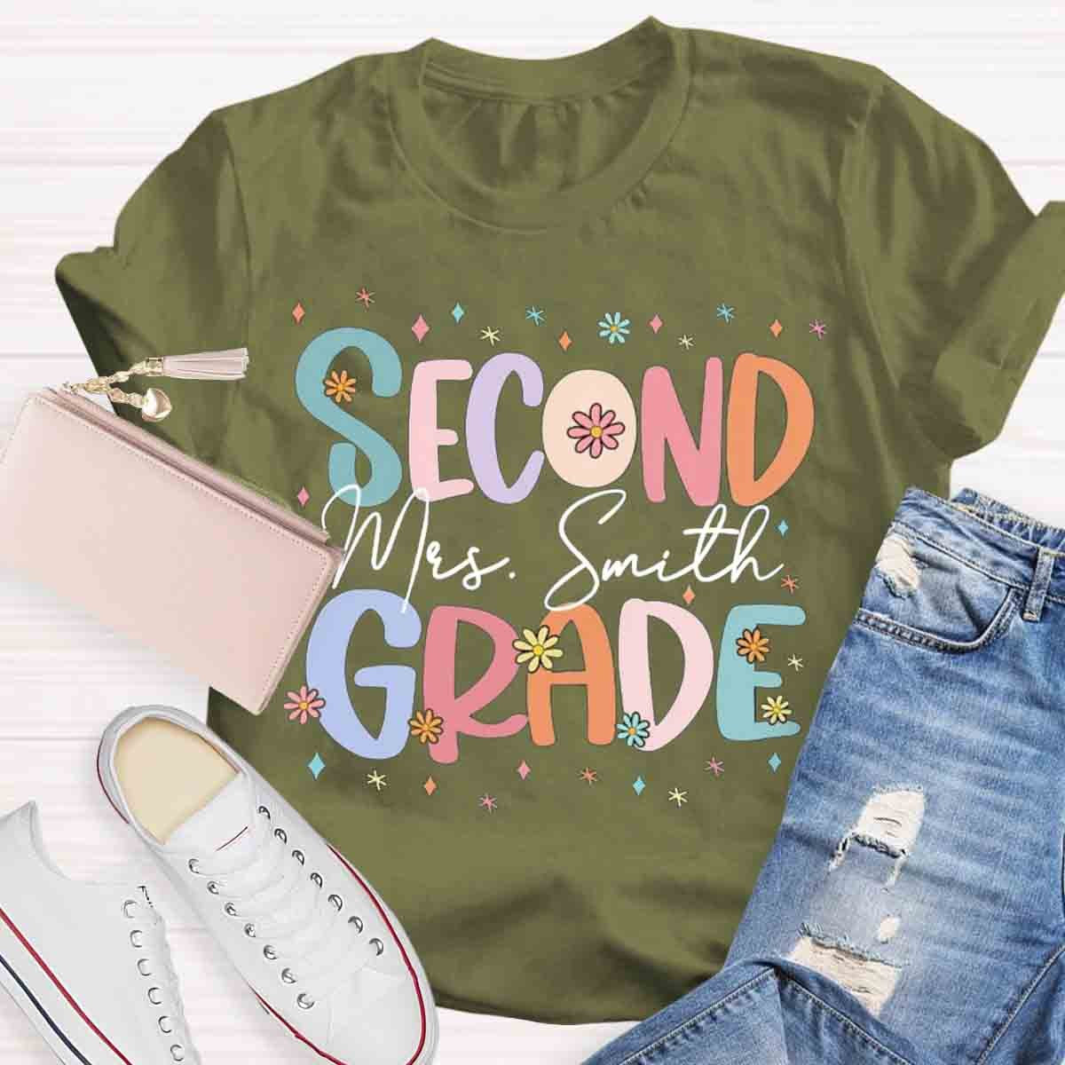 Personalized Cute Flower Collage Design Teacher T-Shirt