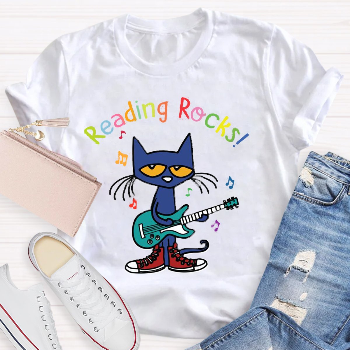 Reading Rocks Funny Cat T-Shirt