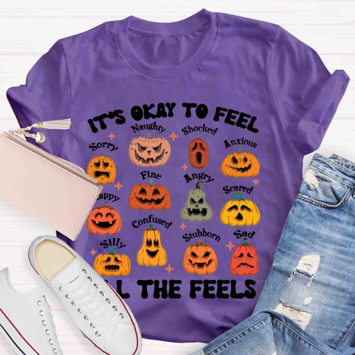 It's Okay To Feel All The Feels Halloween School Psychologist Shirt