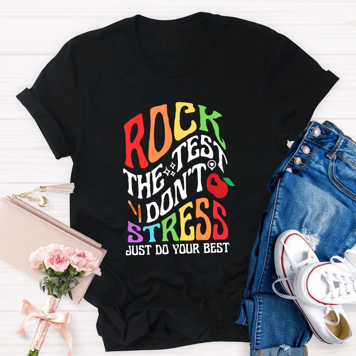 Rock The Test Don't Stress Teacher Shirt