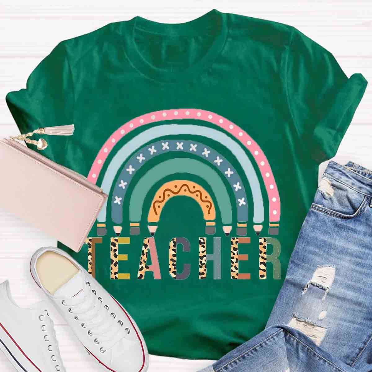 Rainbow Pencil  Teachers T-Shirt