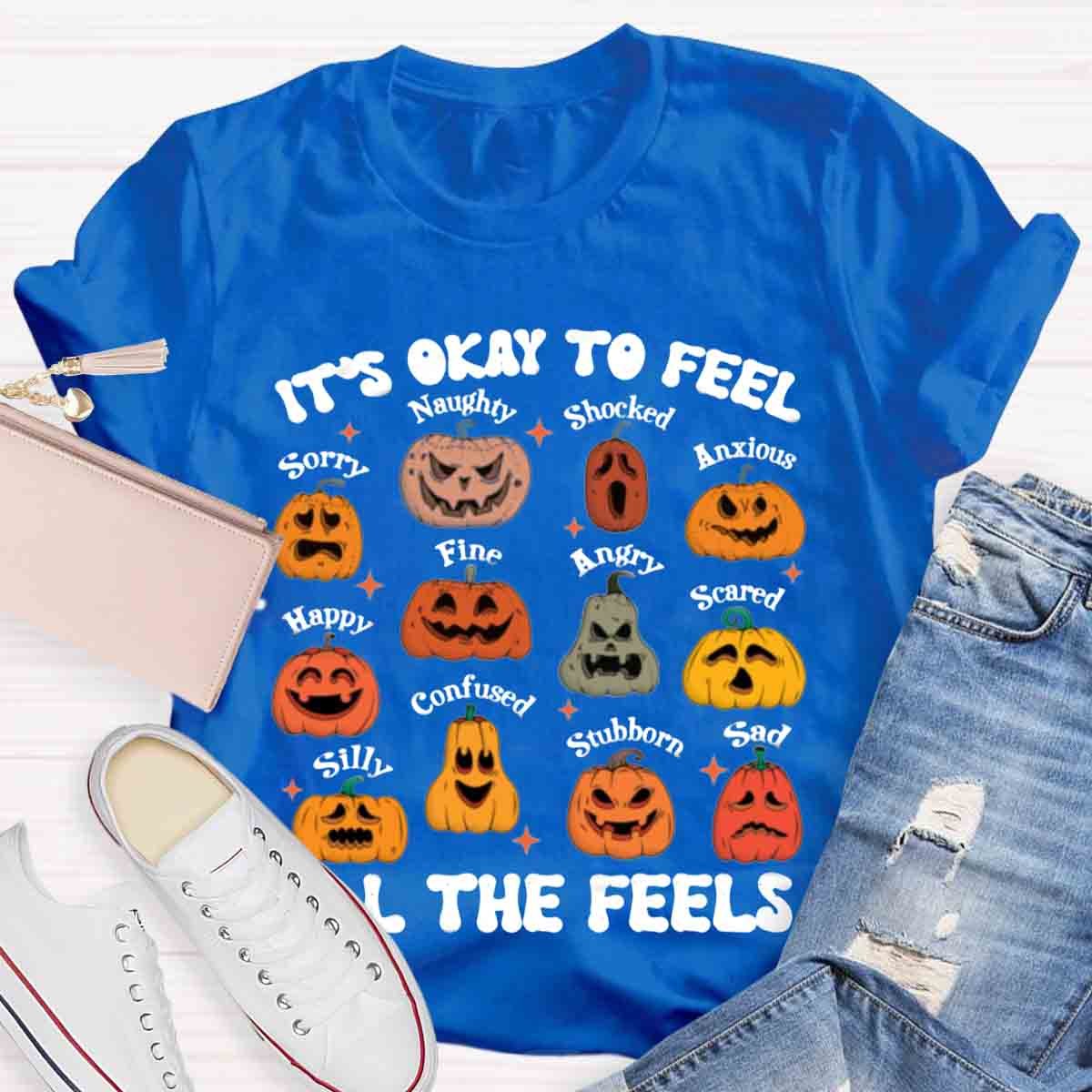 It's Okay To Feel All The Feels Halloween School Psychologist Shirt