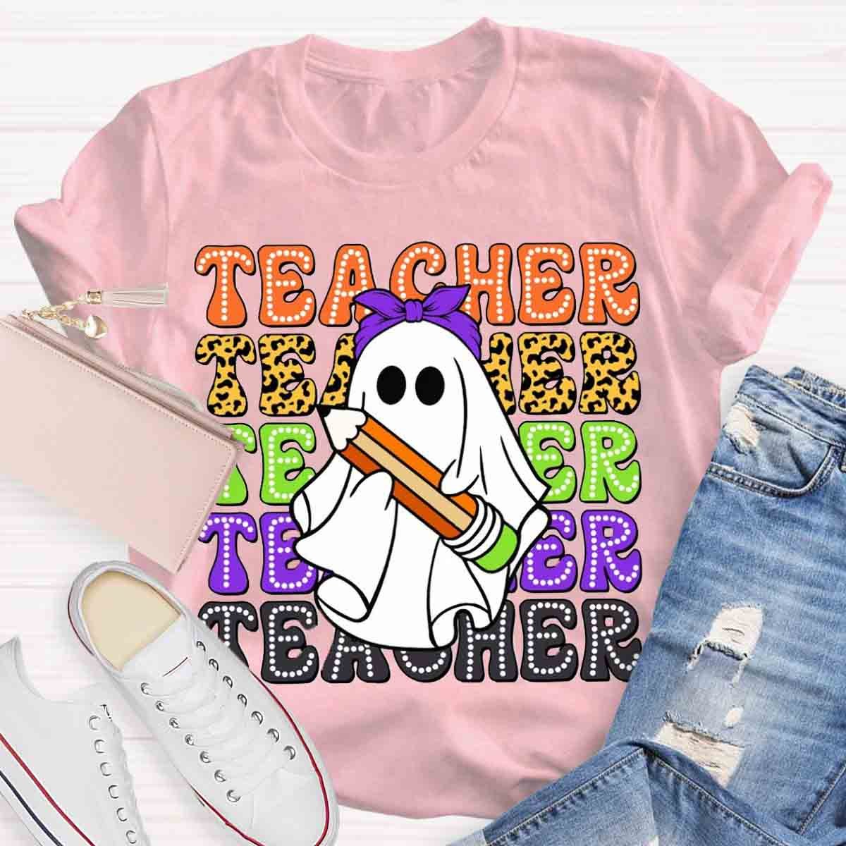 Halloween Cute Ghost Spooky Teacher Shirt