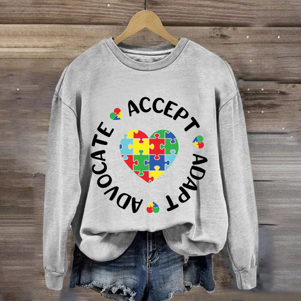 Accept Adapt Advocate Heart Special Education Sweatshirt