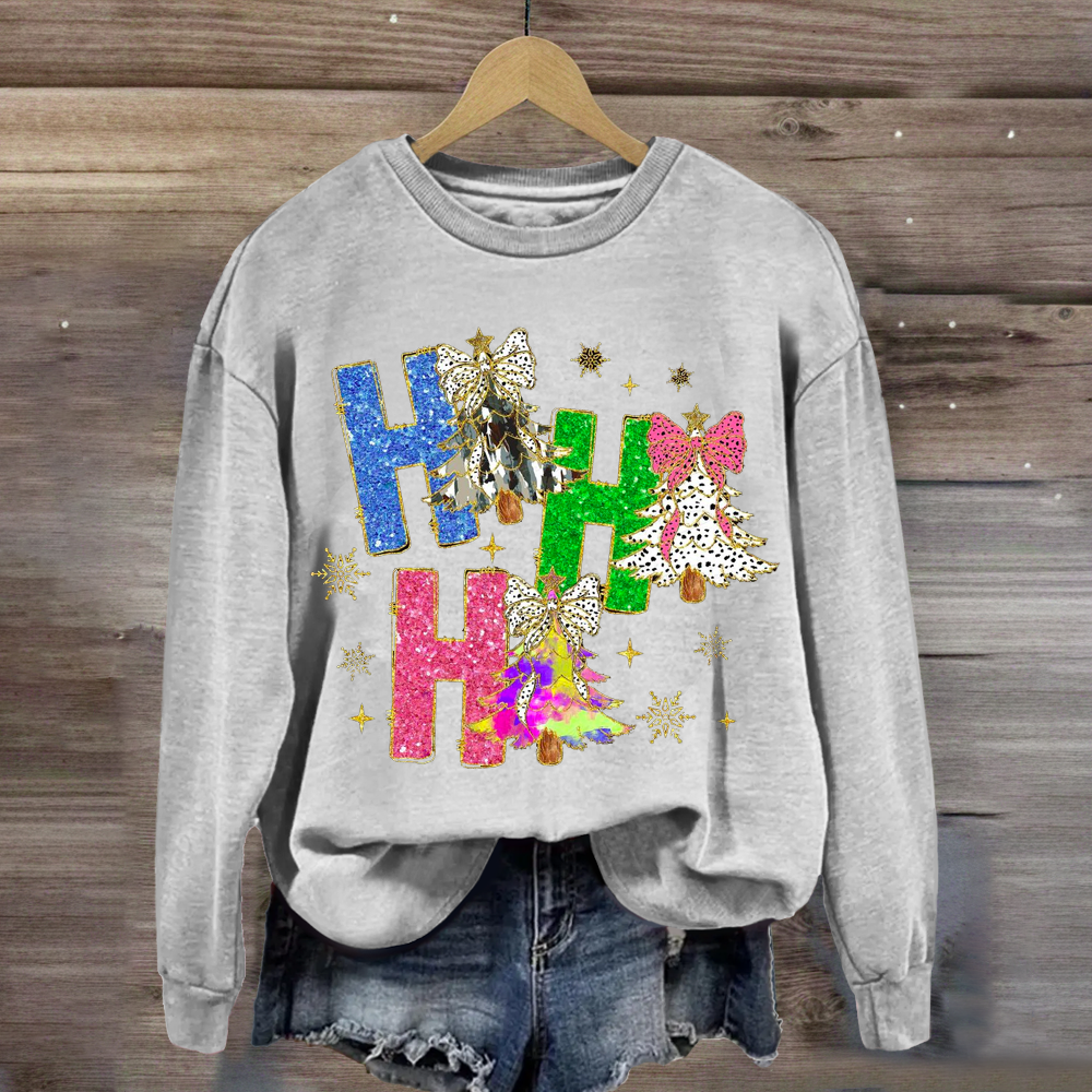 Bright Color Christmas Coquette Bow Ho ho ho  Sweatshirt