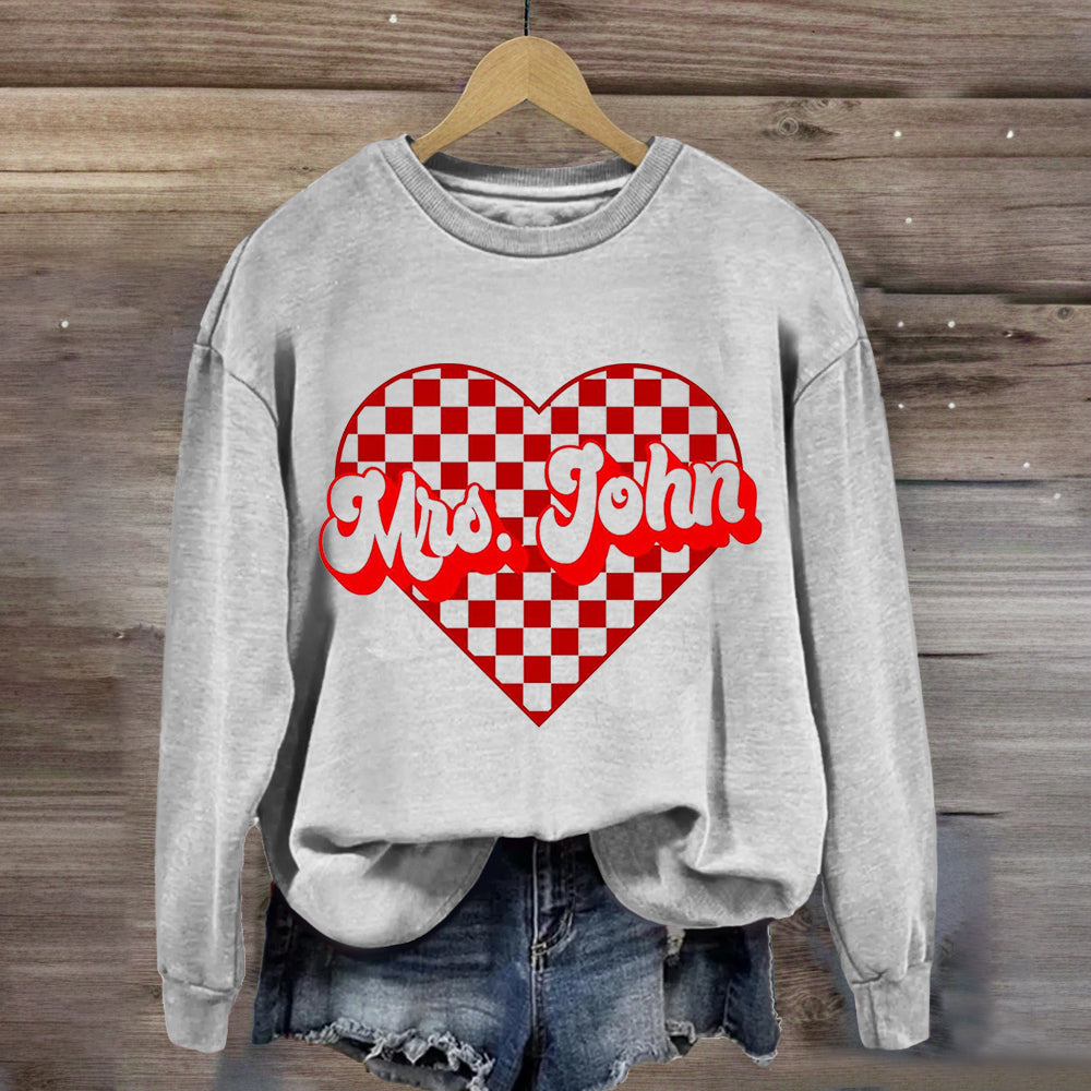 Personalized Name Heart Mrs John Sweatshirt