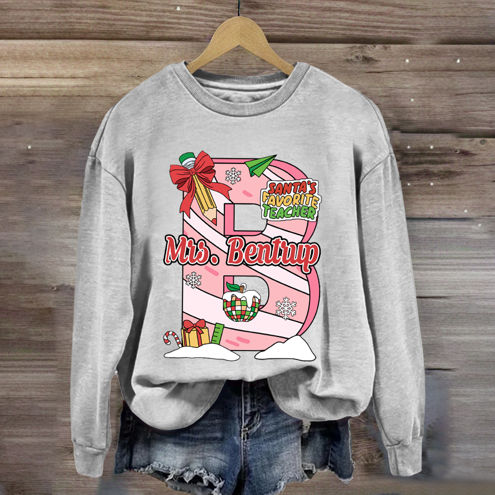 Personalized Name Santa's Favorite Teacher Sweatshirt