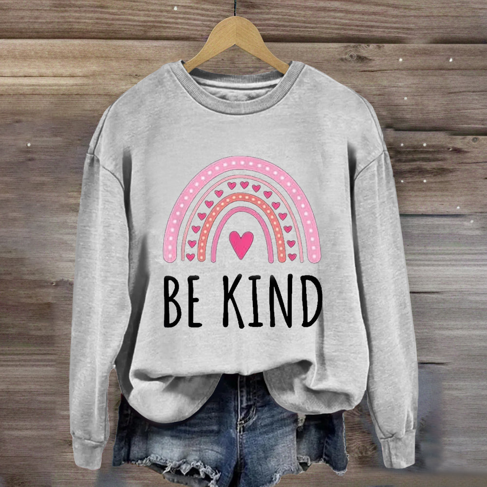 Be Kind Pink Heart Rainbow Sweatshirt