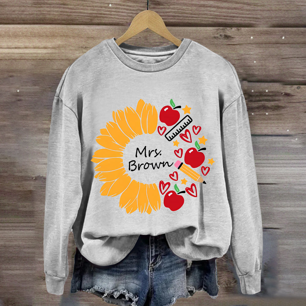 Personalized Name Sunflower Teacher Life Sweatshirt