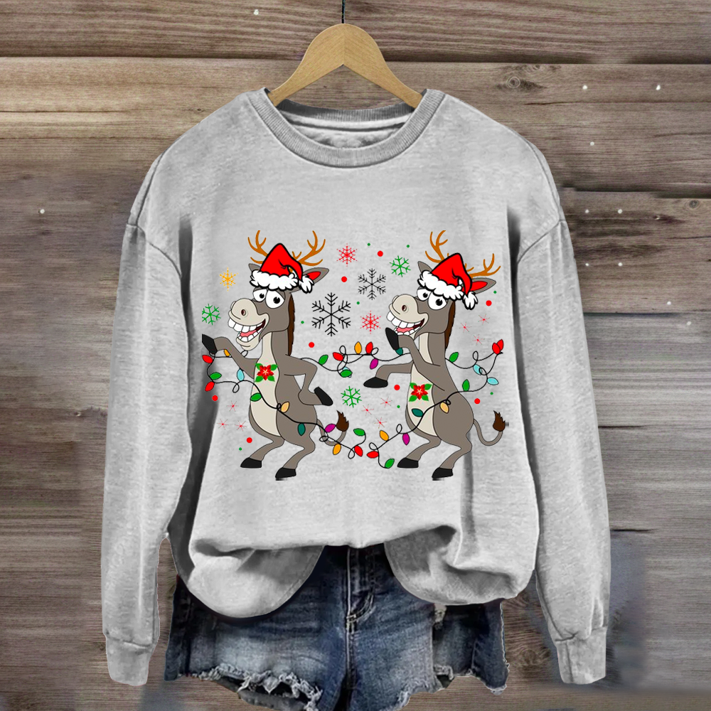 Funny Christmas Donkey Teacher Sweatshirt