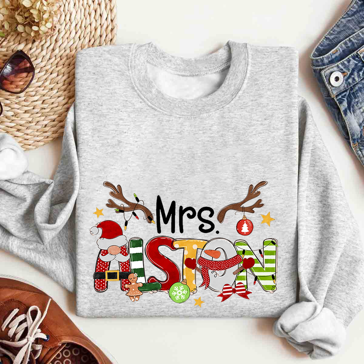 Personalized Name Elk horns Christmas Sweatshirt