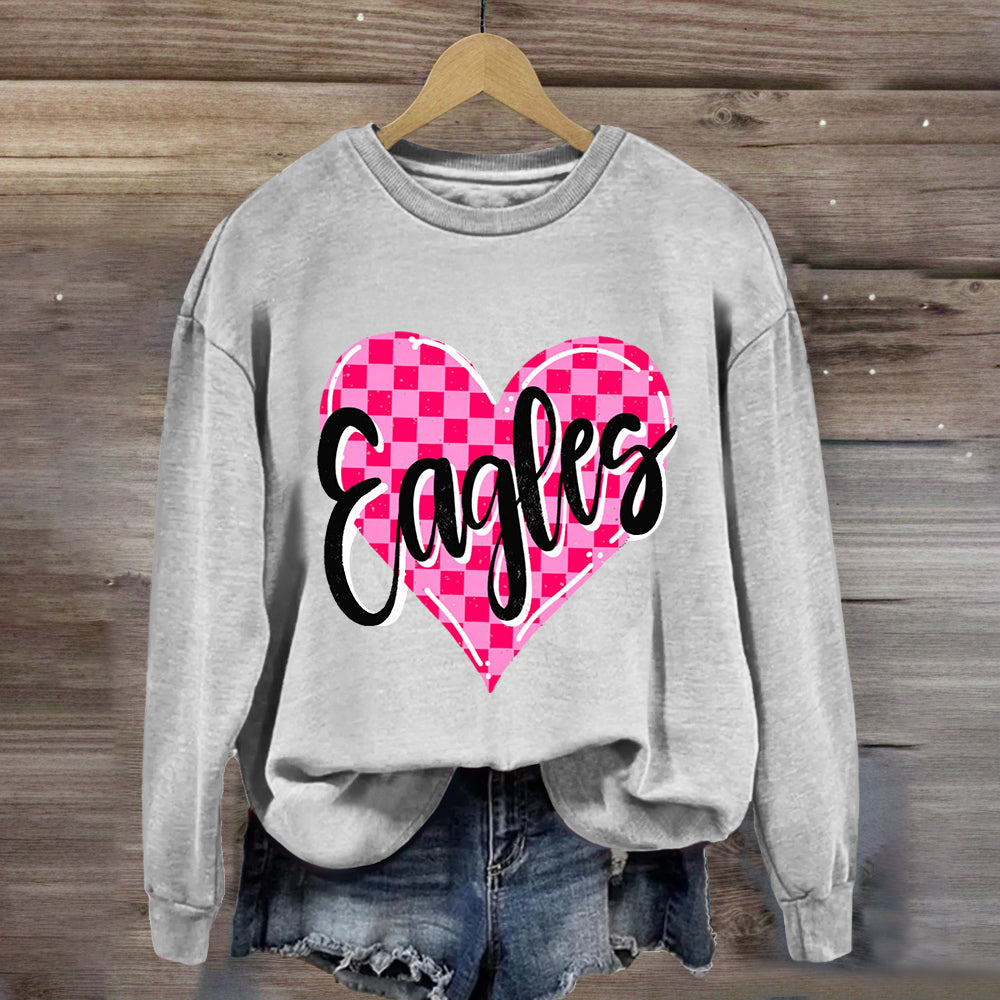 Personalized Mascot Pink Heart Sweatshirt