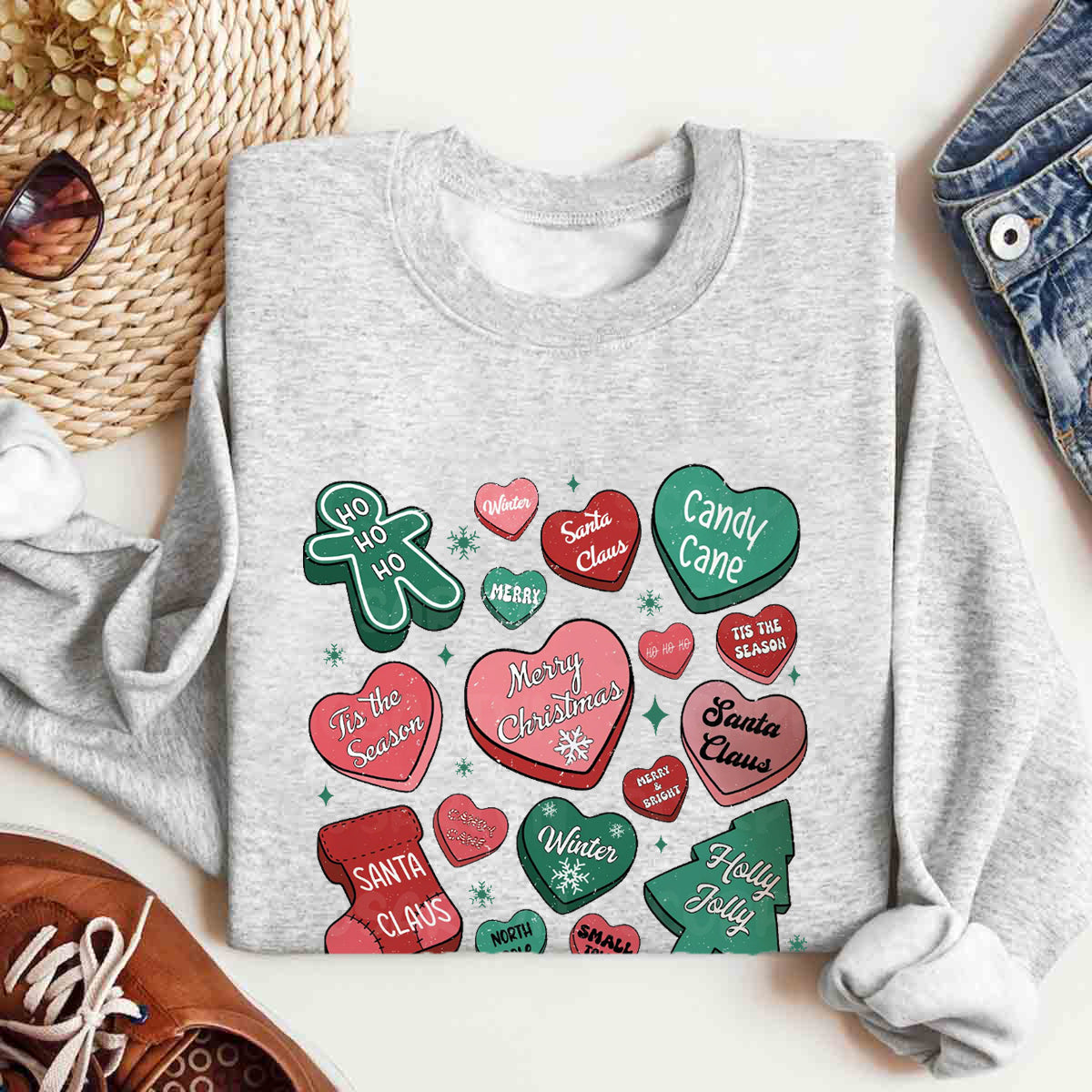 Candy Hearts Christmas T-Shirt