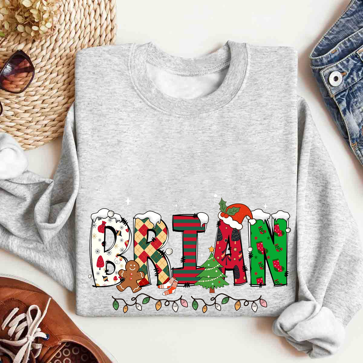 Personalized Name Christmas Light Sweatshirt