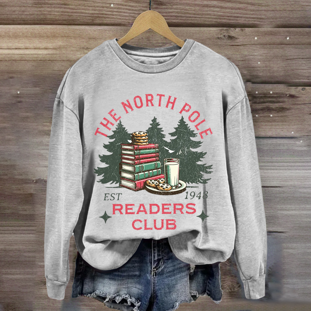 North Pole Book Club Santa Book Lover Sweatshirt