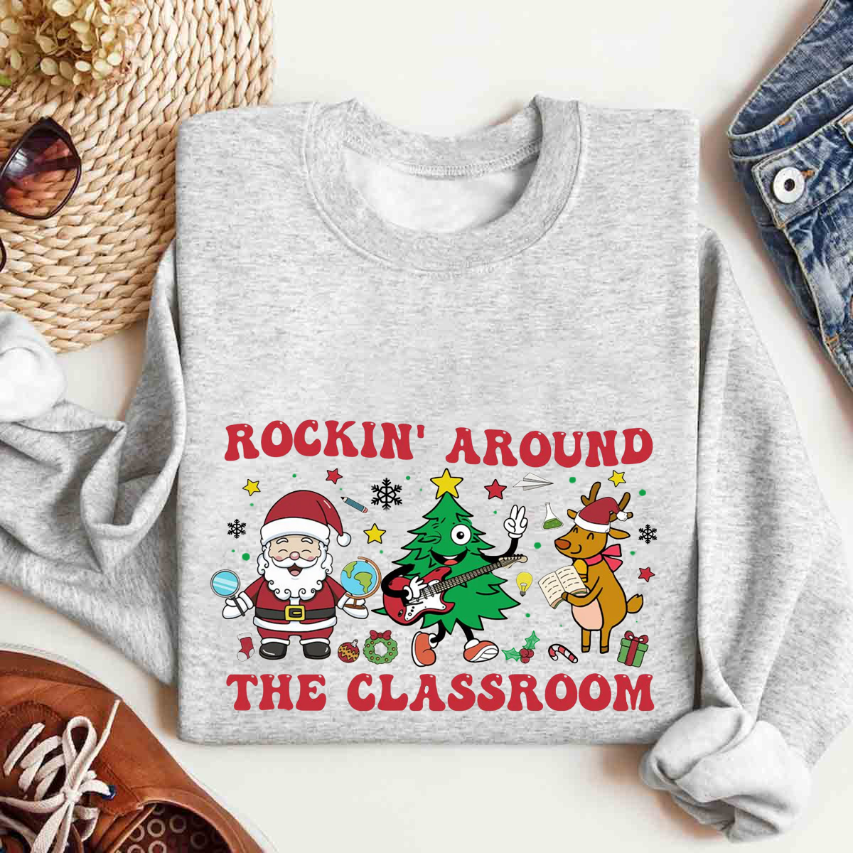 Rockin Around The Classroom Teacher Life Sweatshirt