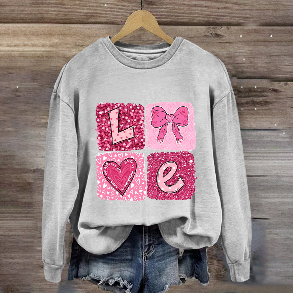 Pink Glitter Love Sweatshirt