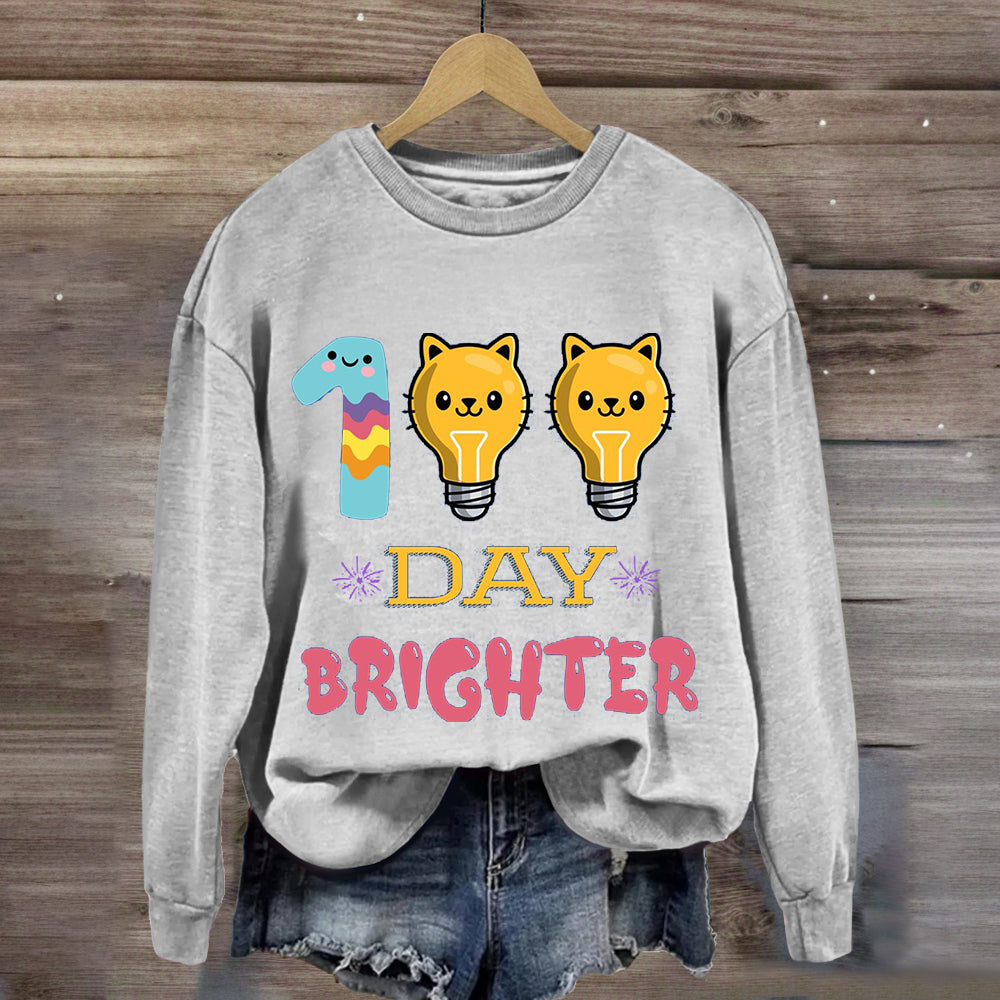 100 Days Brighter Cute Cat Sweatshirt