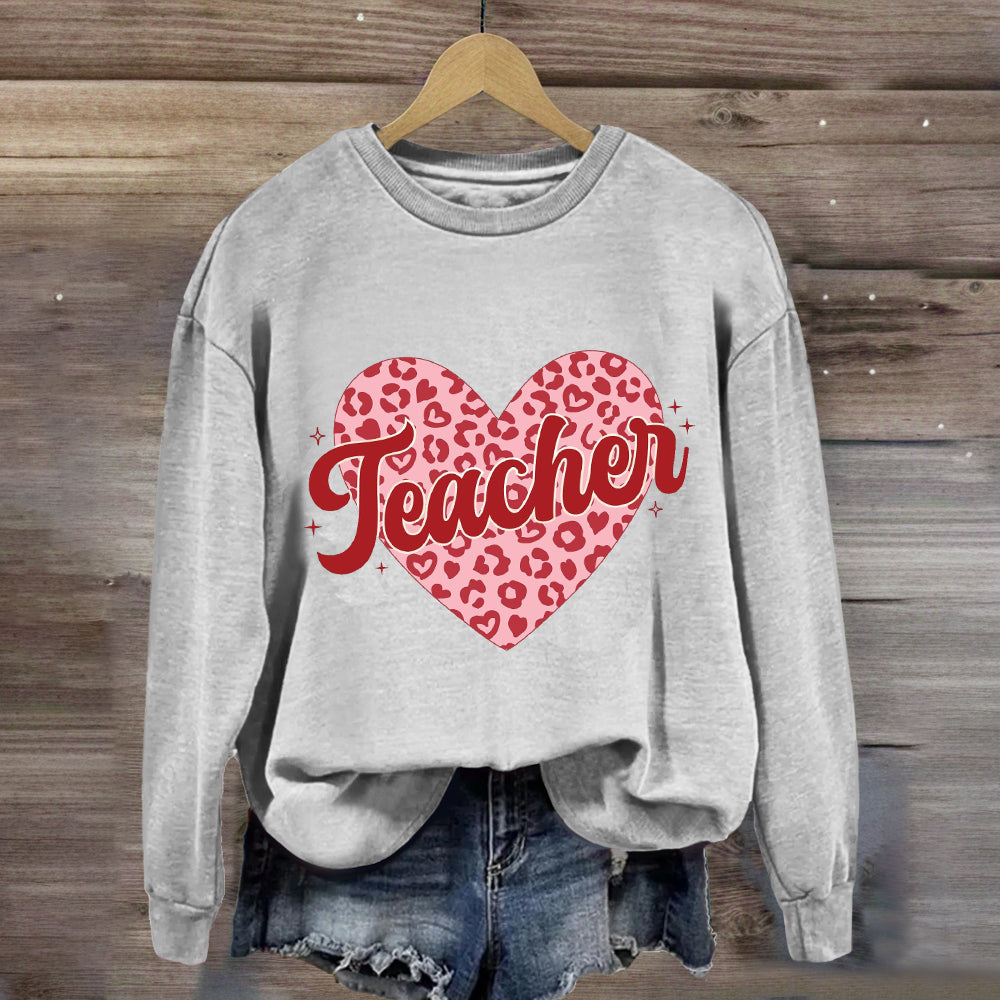 Checkered Heart Teacher Sweatshirt