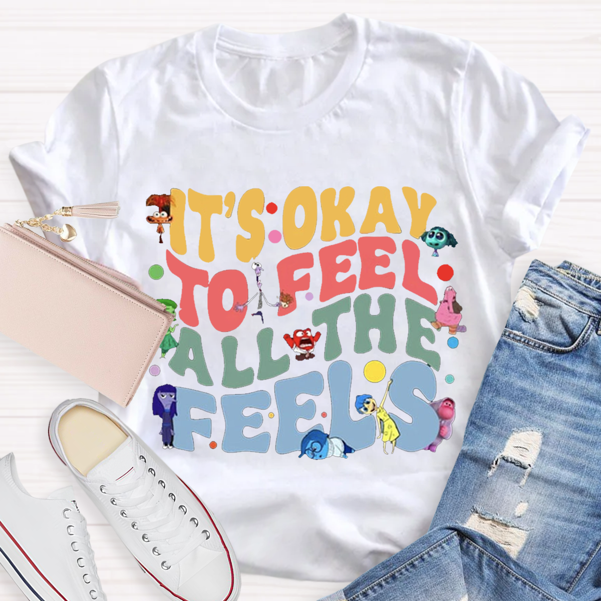 Funny It's Ok To Feel All The Feels Teacher T-Shirt