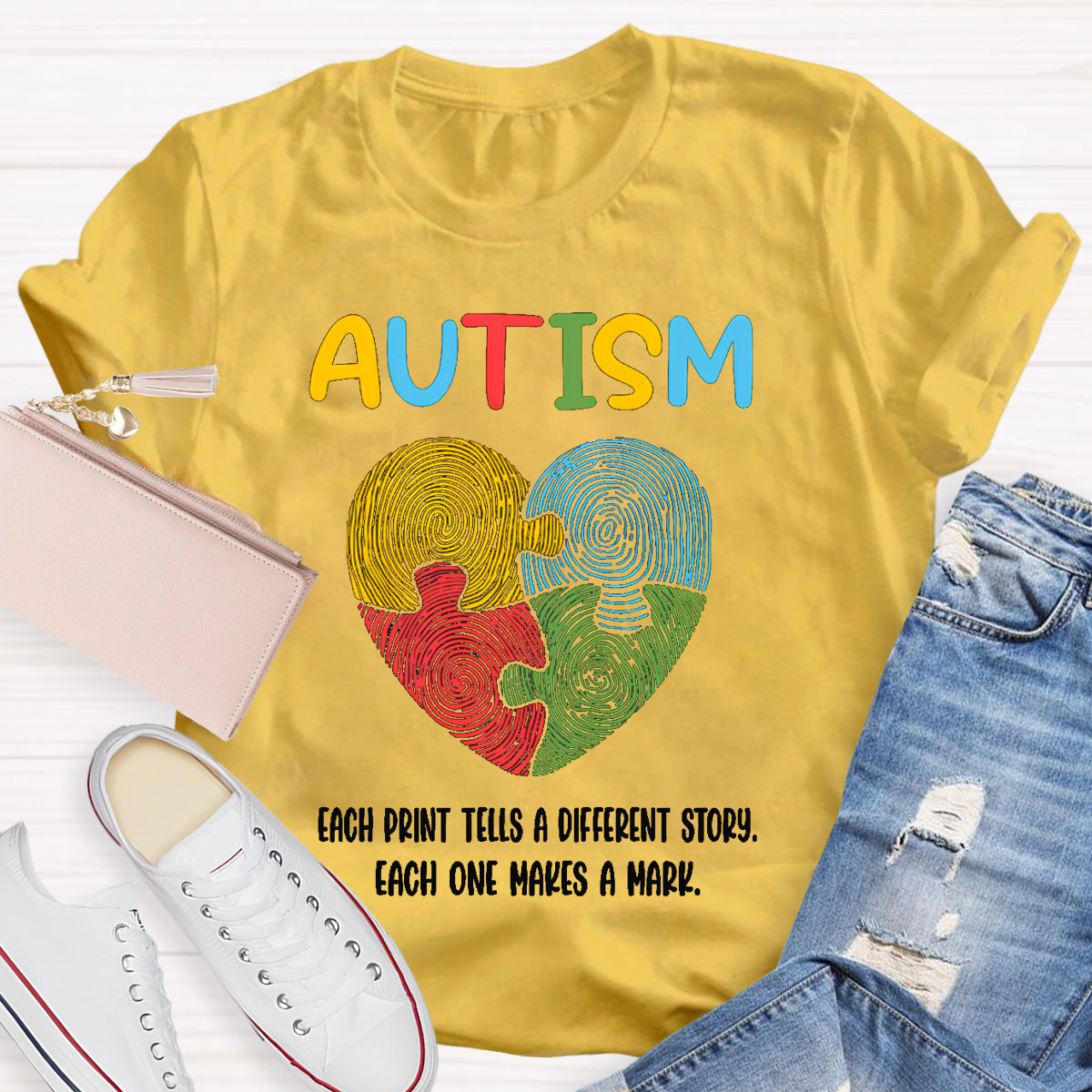 Autism Each Print Tells A Different Story Each One Makes A Mark T-shirt