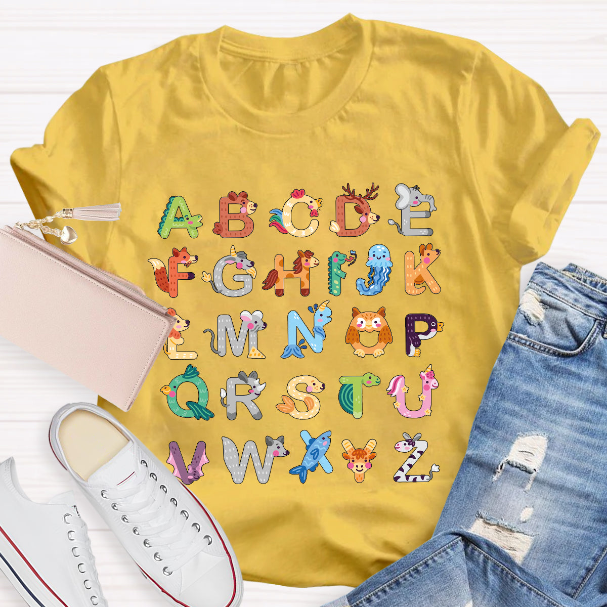 Animal Alphabet Clipart Teacher Shirt