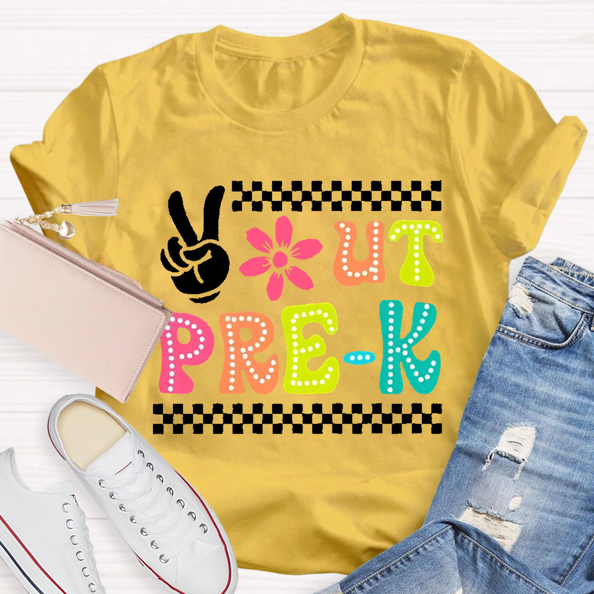 Personalized Grade Out Pre-k Smile Teacher T-Shirt