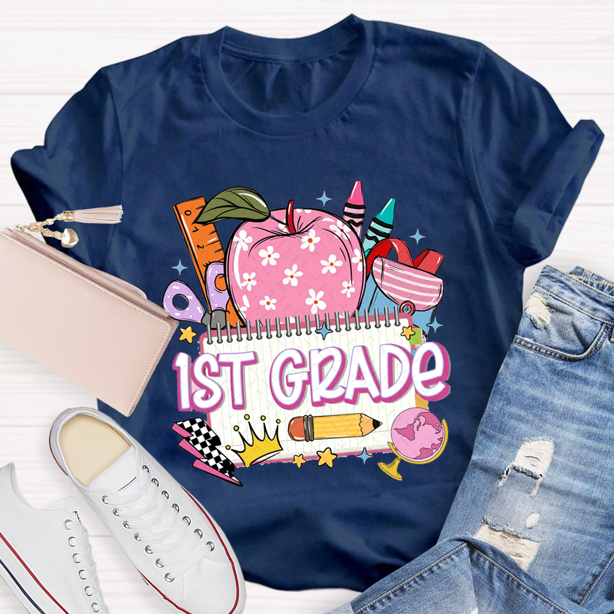 Personalized Team Grade Bright Dalmatian Dots Teacher T-shirt