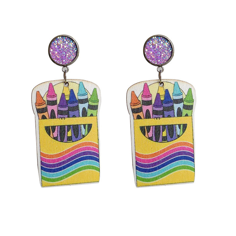 Crayon Cute Cat Color Earrings