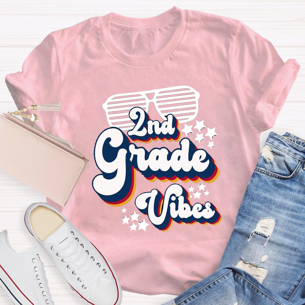 Personalized 2nd Grade VibesTeacher Shirt