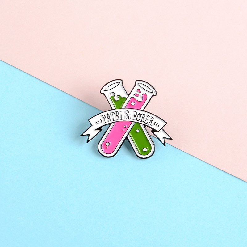 Cute Cartoon Test Tube Teacher Metal Pin