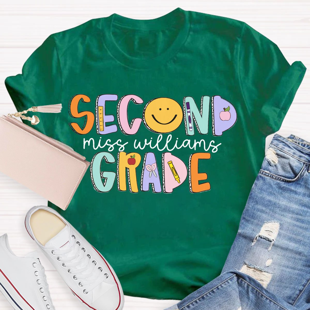 Personalized  Grade And Name Back to School T-shirt