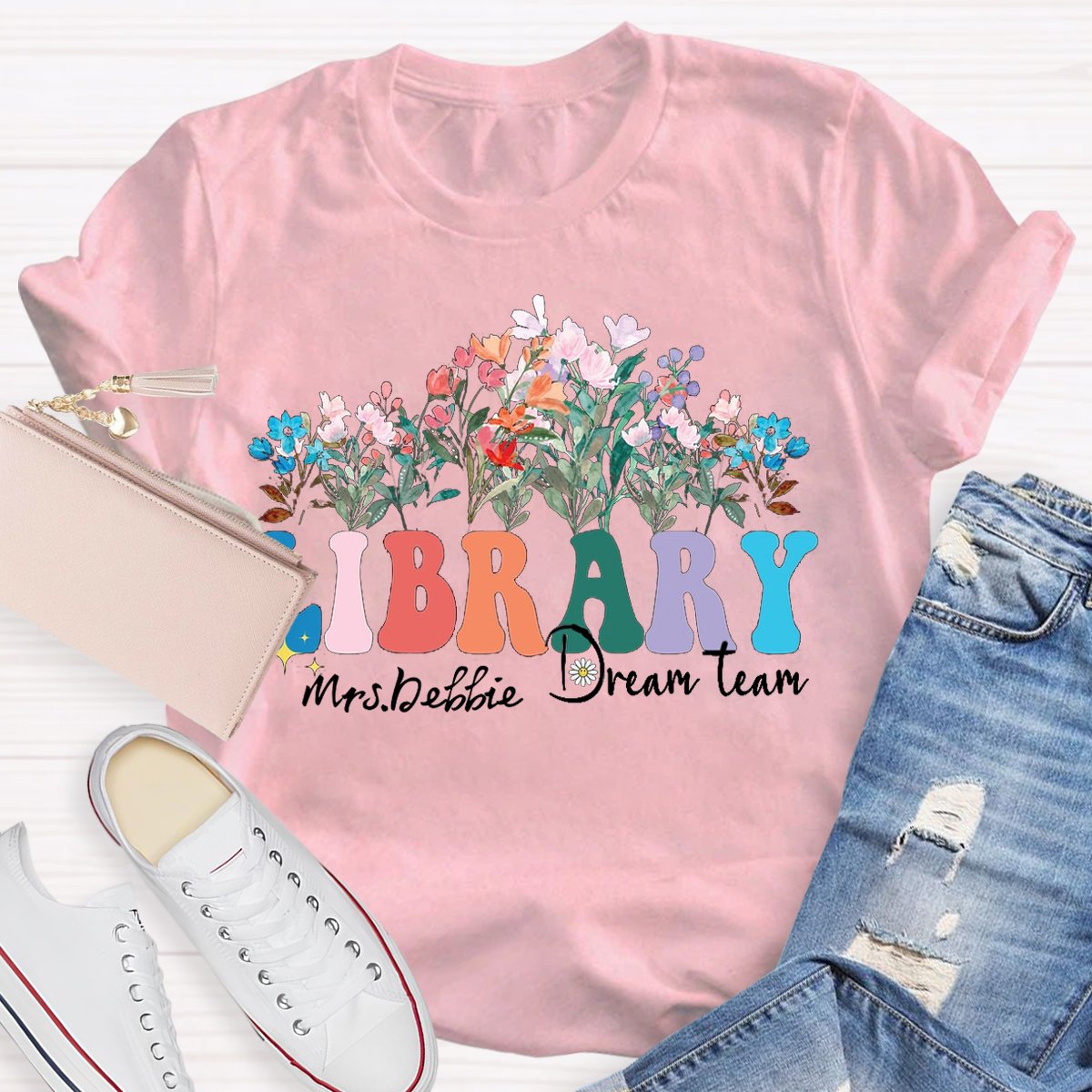 Personalized Librarian Name Library Dream Team T-shirt