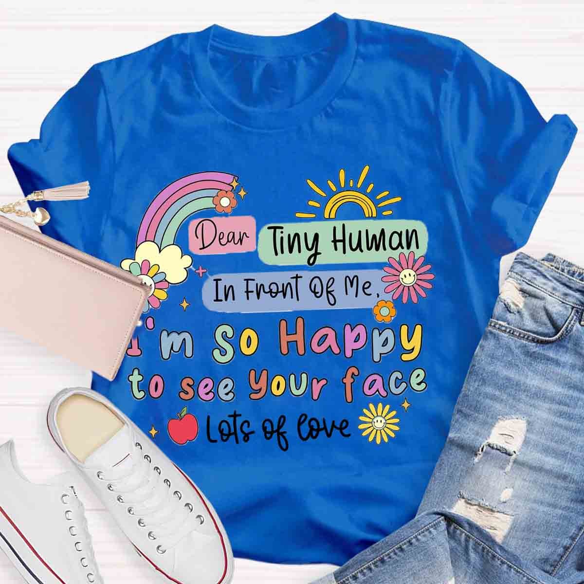 So Happy To See Your Face Teacher Casual Print T-shirt