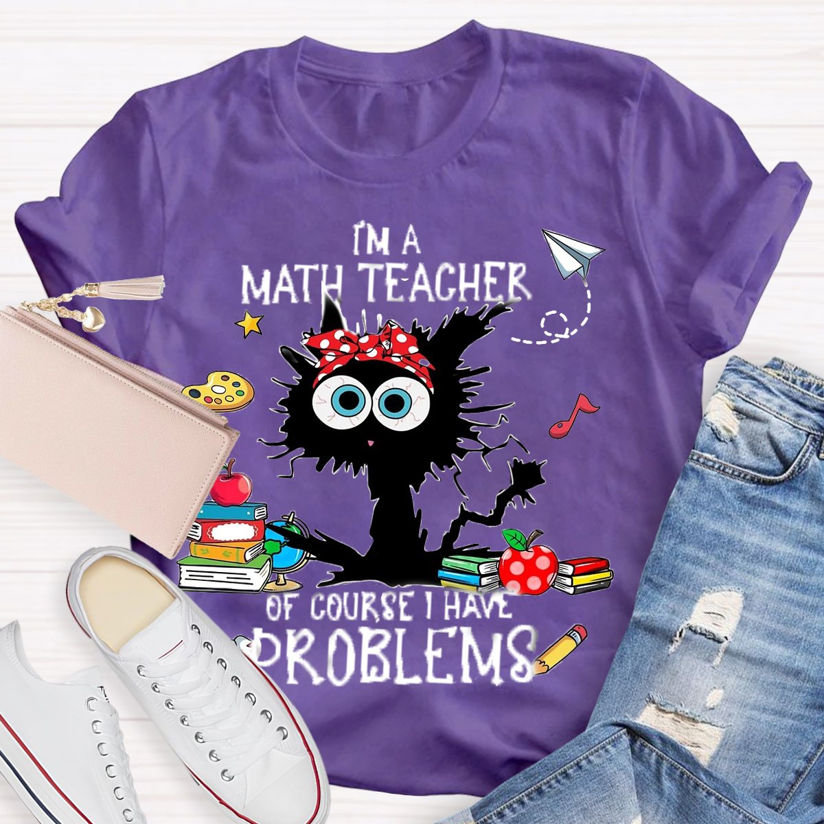 I'm A Math Teacher Exploding Cat Teacher T-Shirt