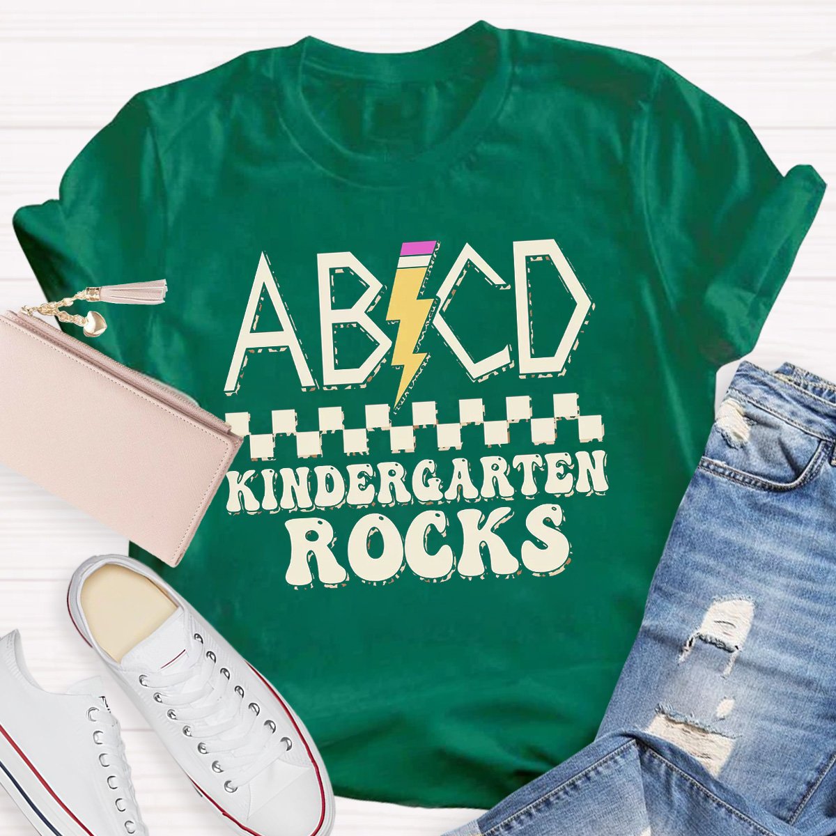 Abcd Kindergarten Rocks Teacher Shirt