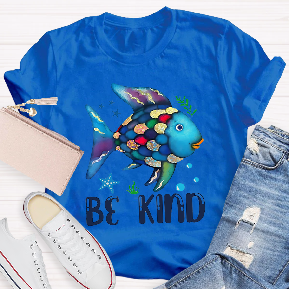 Be Kind Colorful Fish Swimming T-Shirt