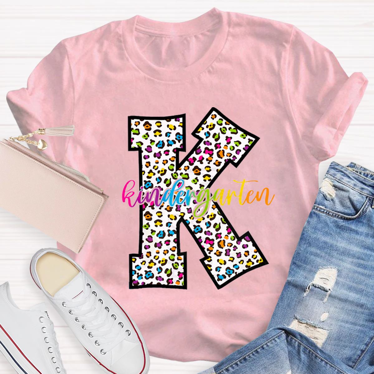 Personalized Grade Leopard Design Teacher T-Shirt