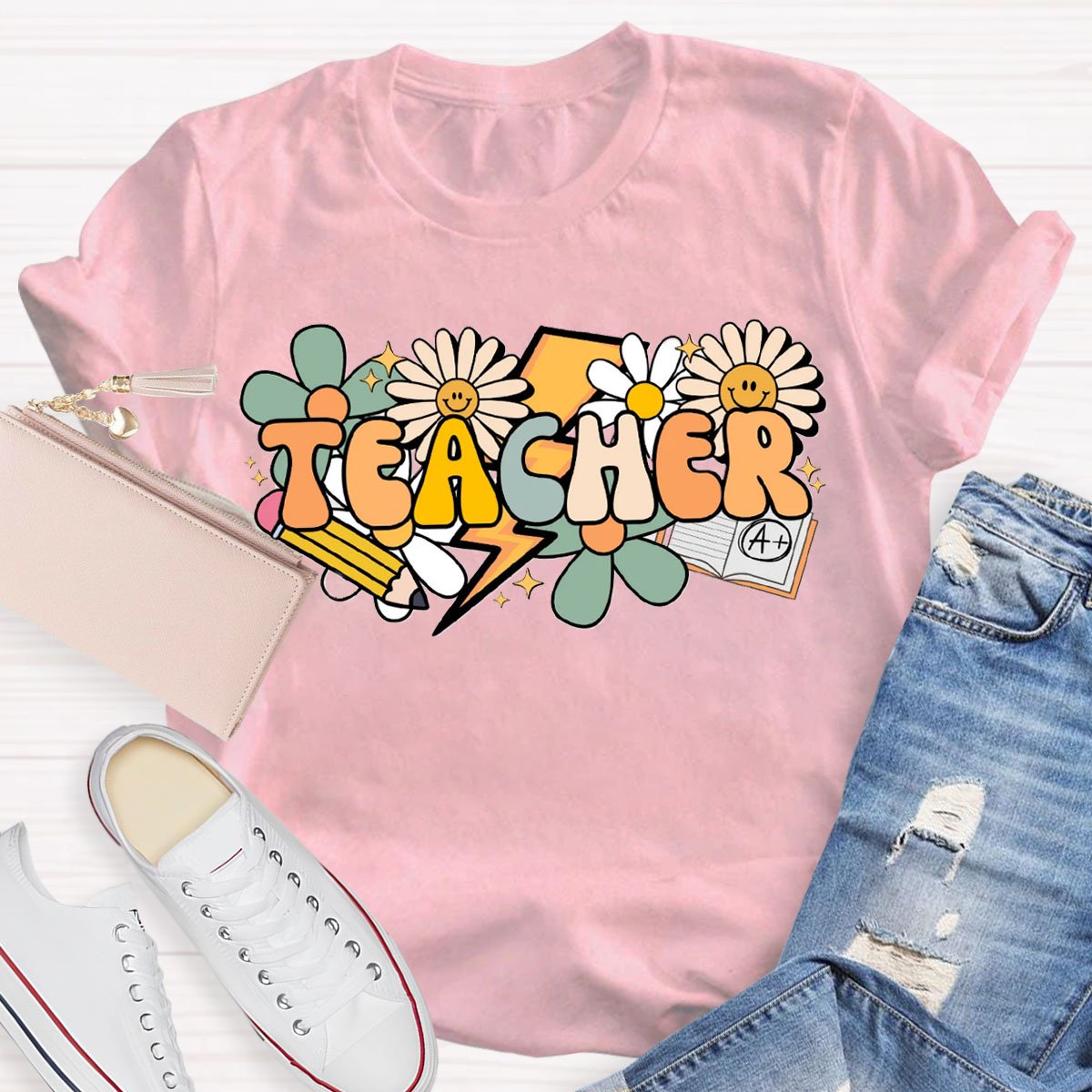 Teacher Sunflowers And Pencil  T-Shirt