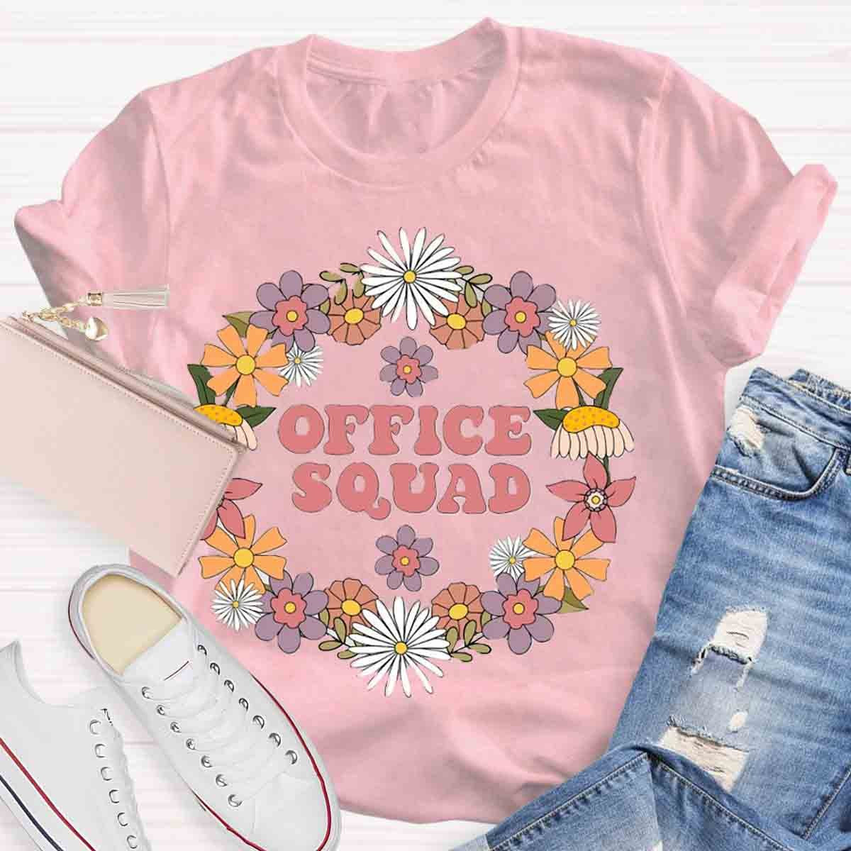 School Office Squad Floral Teachers T-Shirt