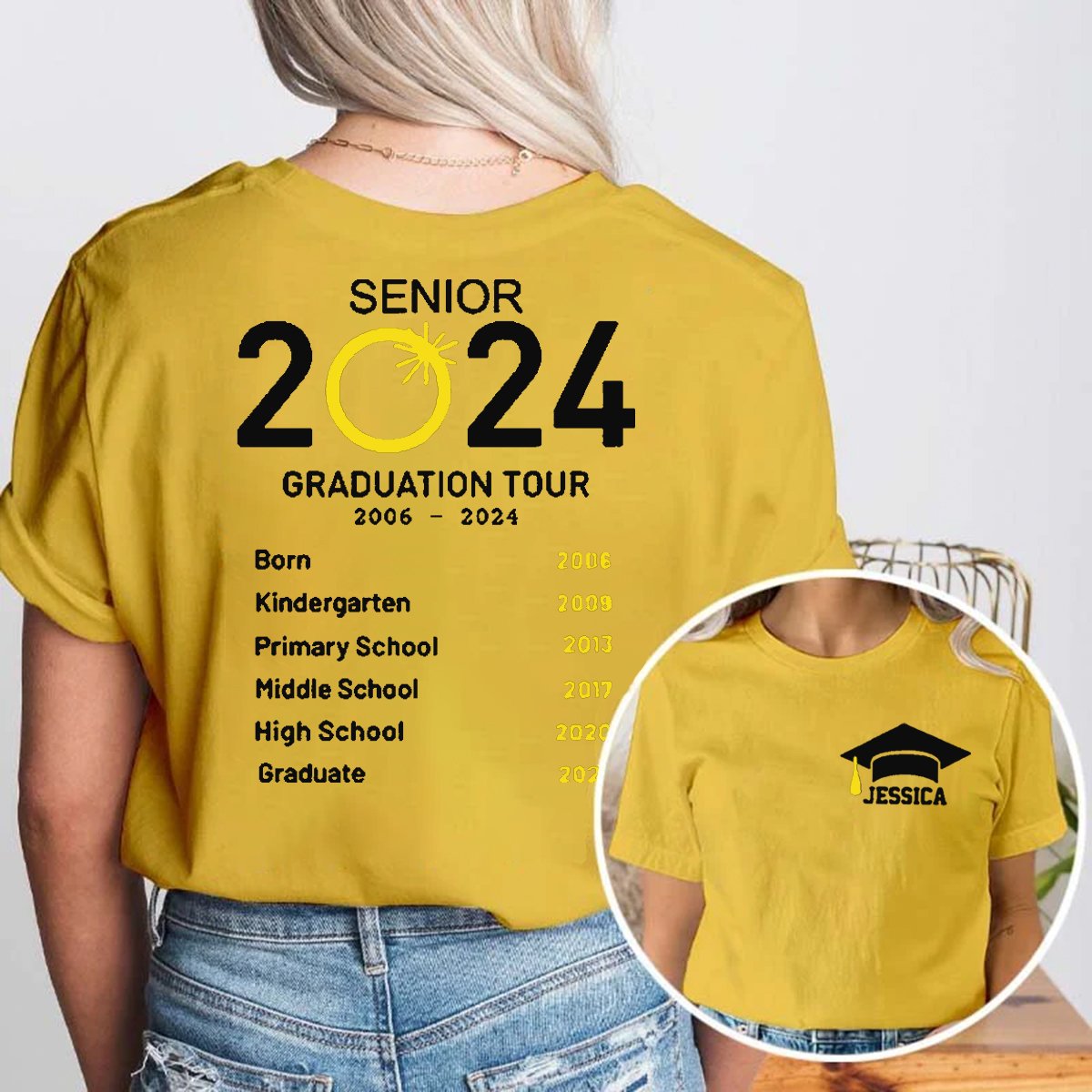 Personalized Graduation Tour Teacher Two Sided T-Shirt