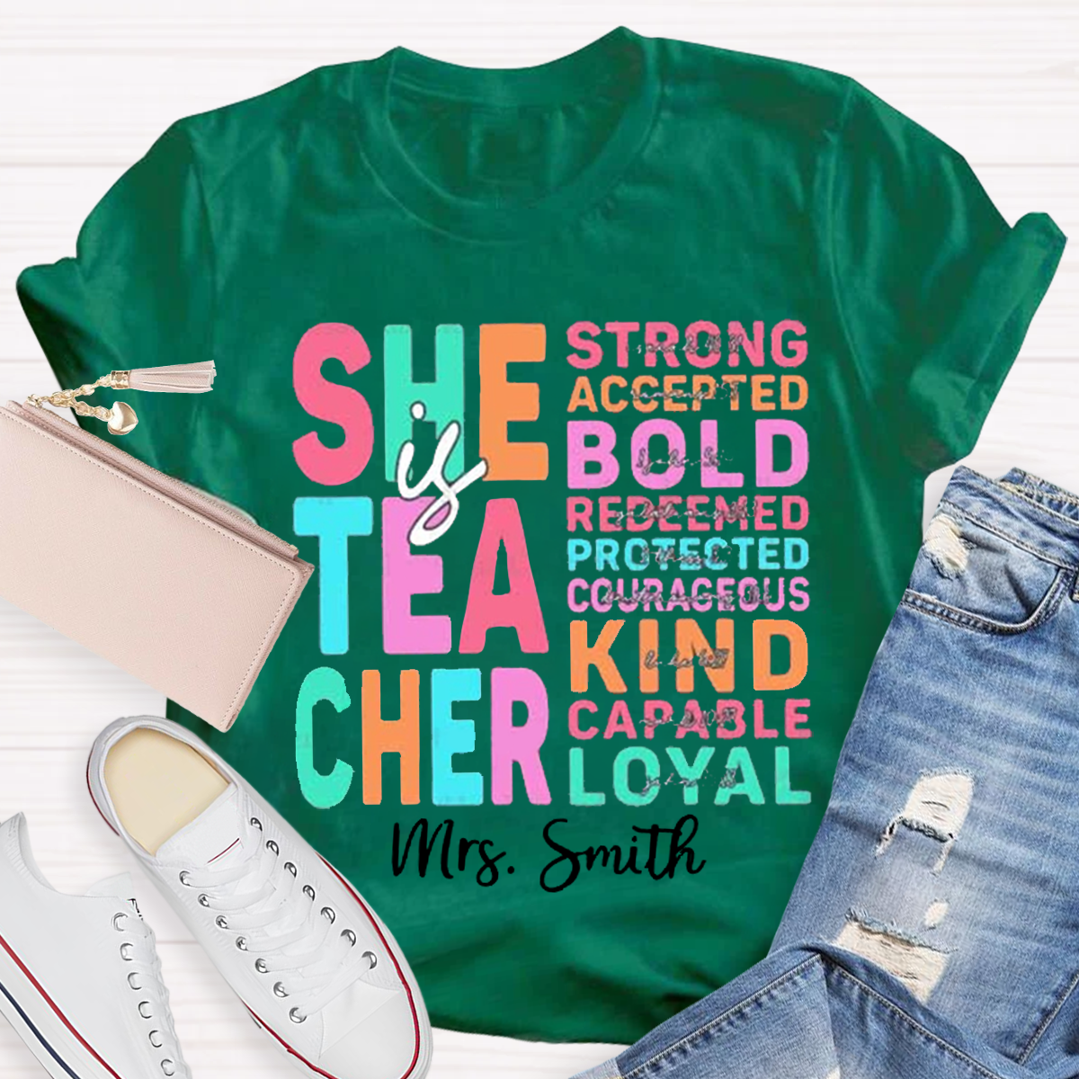 Personalized Name Teacher is Strong Kind T-shirt